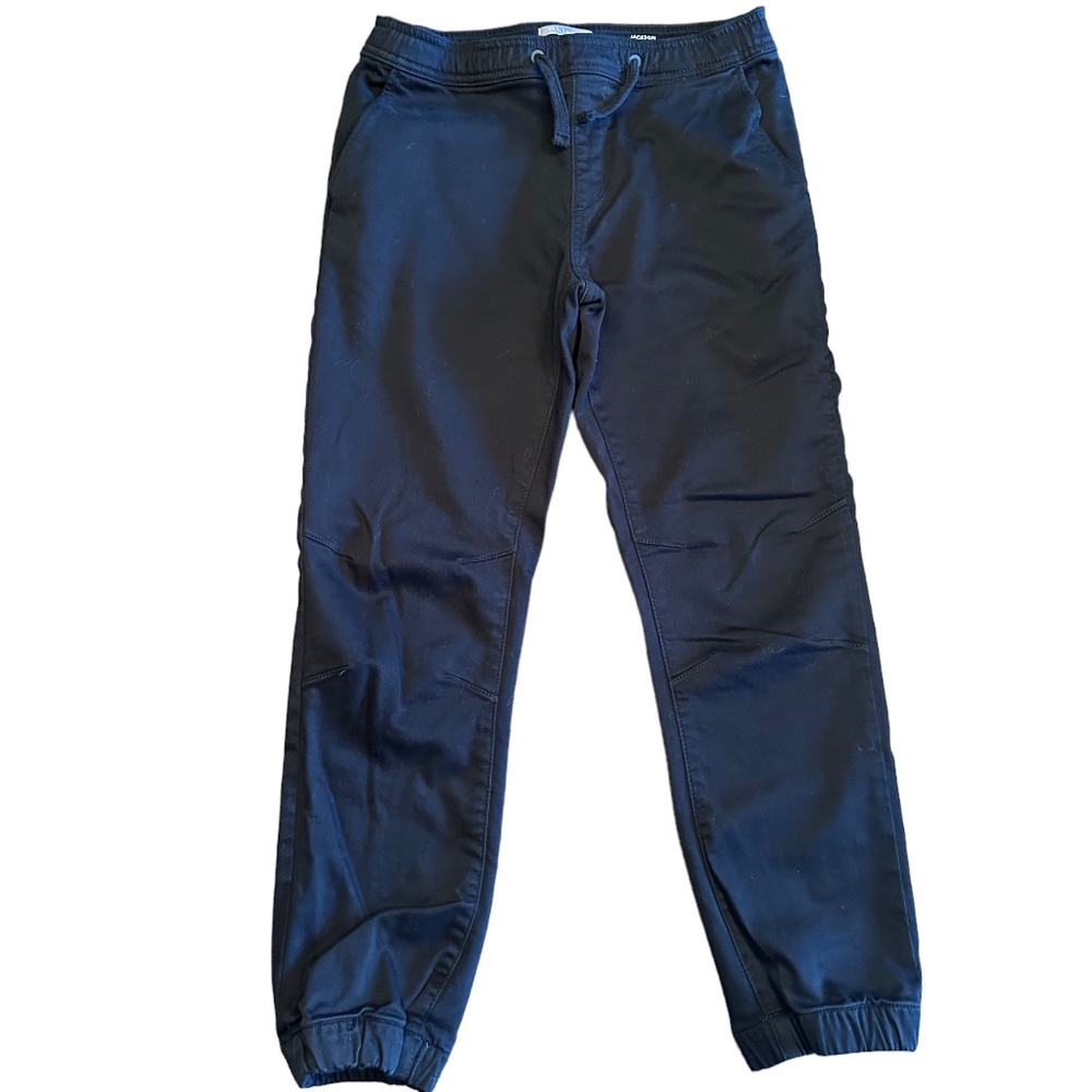 DL1961 Boys Cotton Twill Jogger Pants, Elastic Waist, Black